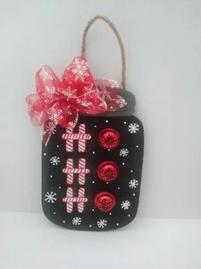 Hand Painted Ho Ho HoMason Jar Wall Or Door Hanging- 12"×8" - Picture 1 of 4