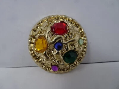Vintage Gaudy Gold Fancy 3D Rhinestone Shank Button 37mm AA101 - Image 1 of 4