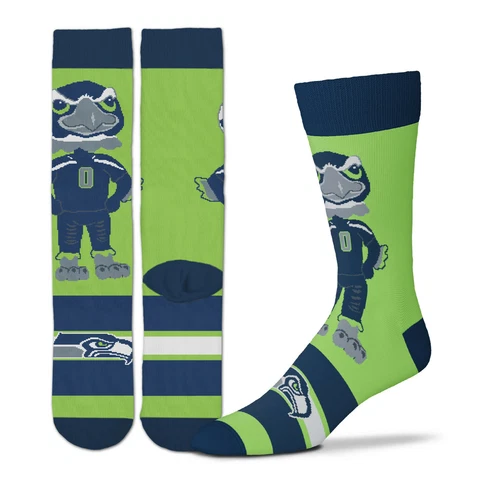 New! Seattle Seahawks Blitz Mascot Madness Socks One Size Fits Most Adults Cover