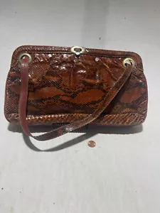 Borsa vintage in pelle di design anni 60 MGW marrone + nero - Foto 1 di 4