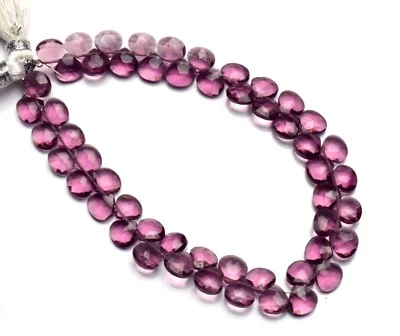 Briolette corazón facetado tamaño 6 mm color amatista 7" hilo Foto 1 de 4