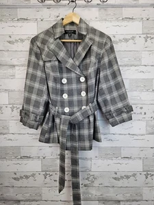Signature by Larry Levine Womens Jacket 20W Lightweight Overcoat Gray Plaid - Picture 1 of 9