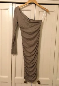 Kookai Women's Mid Length Ruched Moonshadow Sideways Dress One Sleeve, Size 01 - Picture 1 of 4