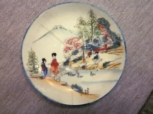 NIPPON PORCELAIN HAND PAINTED PLATE, WITH GEISHA'S - Picture 1 of 9