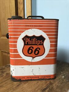 Vintage PHILLIPS 66 Tin Oil Can Sign Two 2 Gallon Jug Phillips Petroleum Company