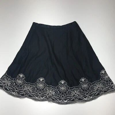 Apt. 9 Skirt Womens Size 10 Black White Floral Eyelet Peasant Knee Length - Image 1 of 4