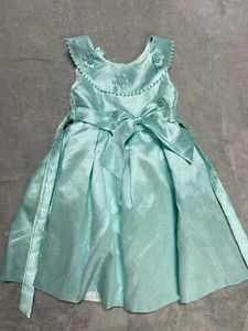 Little Girls Formal Dress Gown Floral Teal, aqua Size 110/5T - Picture 1 of 4