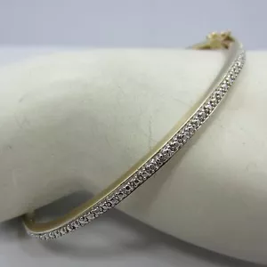 Sterling Silber Damen Armreif Armband 925 7 Zoll Gelbgoldfarben - Bild 1 von 5