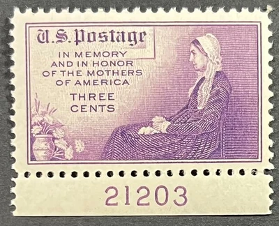 U.S. Scott #737, Mothers of America, Rotary Press w/Selvage & Plate # VF,  MNH - Image 1 of 2