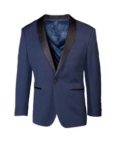 Men's Slim Fit Indigo Blue with Black Shawl Lapel Tuxedo Jacket - Picture 1 of 1