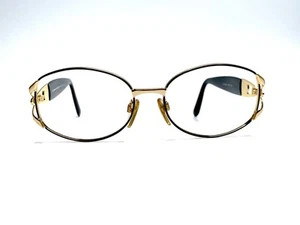 VTG Sergio Tacchini Black & Gold Oval Glasses Italy ST 1047S T809 55 17 135 - Picture 1 of 8