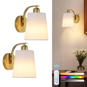 Wall Sconces Set of Two, Wireless Sconces with Detachable Bulb and Remote Con... - Picture 1 of 5