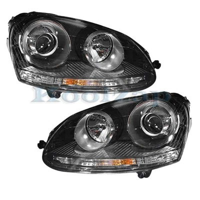 For 05-10 Jetta/06-09 GTI Xenon Headlight Headlamp Head Lamp w/o Bulb PAIR SET Foto 1 de 4