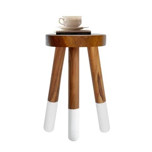 Teak 9” Round Plant Stand |Wood Counter Stool |Dip Dyed Wood Plant Stand |Woo... - Picture 1 of 9