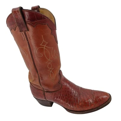 Винтажные мужские ковбойские сапоги вестерн Justin 10.5D экзотический аллигатор кожа живота США - Изображение 1 из 4