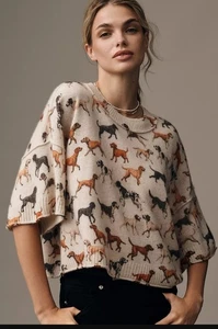 Suéter Anthropologie The Goldie Cuello Redondo Cachemira Perro Mujer Grande Nuevo con Etiquetas - Imagen 1 de 11