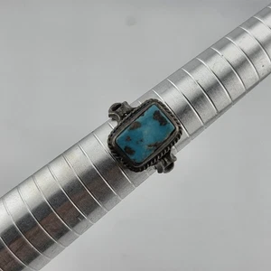 Navajo Ring 925 Silver Natural Blue Turquoise Size 8 Patina - Picture 1 of 8
