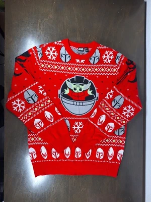 Свитер рождественский унисекс Star Wars уродливый красный размер M детский Yoda Grogu мандалорский - Изображение 1 из 4