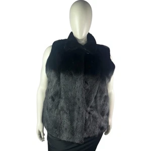 Black Ranch MINK Vest, Plus Sz 4XL, Certified Vintage Fur w/Storage Bag - Picture 1 of 10