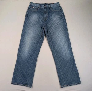 Jeans Vintage Y2K Ecko Unltd Adulto 32 Baggy Fit Denim Invecchiato Ricamato - Foto 1 di 14