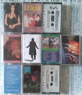 Lot of 10 Cassette Tapes 80s 90s Cher Whitney Maria Tasmin Bette & more Foto 1 de 2