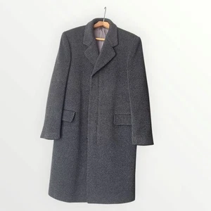 Wool coat men Long wool jacket Gray wool tranch coat Crombie owercoat Vintage XL - Picture 1 of 10