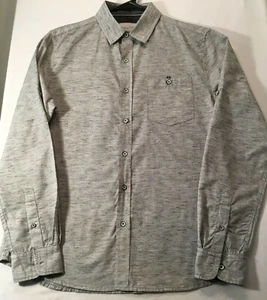 modern culture mens shirt button up long-sleeve size M gray/black heather - Picture 1 of 8