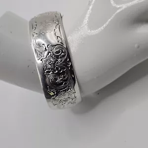 Vintage S Kirk & Sons Sterling Floral Engraved Cuff Bracelet 39g Monogram SGG - Picture 1 of 9
