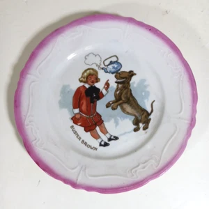 Buster Brown & Tige Hund Kinder Teller Porzellan Vintage - Bild 1 von 3