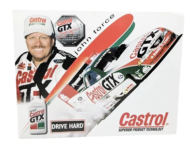 Tarjeta John Force Castrol GTX Drive Hard 1999 Oficial NHRA Souvenir 11" X 8.5" Foto 1 de 2