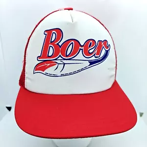 Vintage Snapback Trucker Hat Sport Cap Boer Red White - Picture 1 of 6