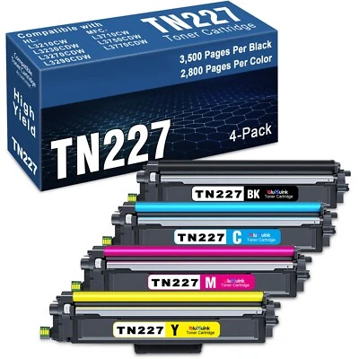 Tóner de alto rendimiento TN227 4PK para Brother HL-L3270CDW MFC-L3770CDW TN-227BK/C/M/Y Foto 1 de 4
