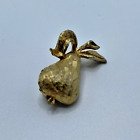 Unique Textured Pear Brooch Pin Gold Tone Fashion Jewelry