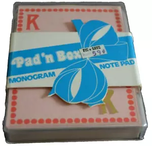 MONOGRAM NOTIZBLOCK "R" Pad'n Box versiegelt! Rosa/Orange Pic n Save Vintage 70er Jahre - Bild 1 von 4