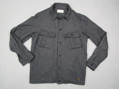 Chaqueta de Barrio Para Hombre Extra Grande Gris Mezcla de Lana Abotonada Serval Militar Foto 1 de 4