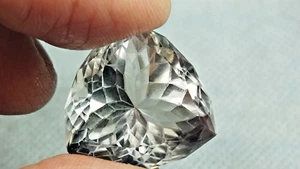 35 Cts Quartz Trillion Frosted Facets On Pavillion Loose Gemstones 100% Natural - Picture 1 of 5
