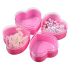 Plastic Nail Jewelry Storage Box Pink Love Heart Shape With Transparent Cove ❤HA