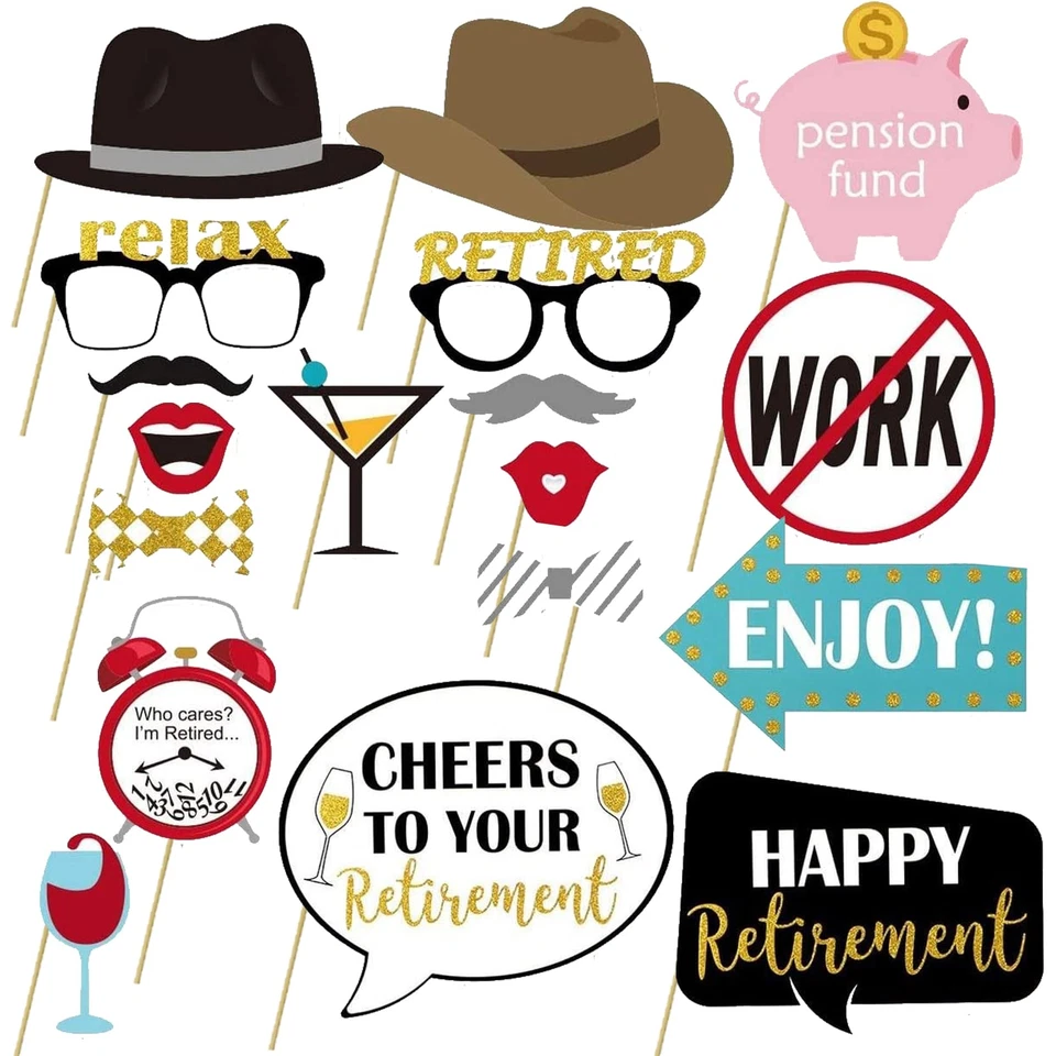 18 PIEZAS Accesorios para cabina de fotos de jubilación Decoraciones de fiesta Accesorios para selfies Cumpleaños Foto 1 de 1