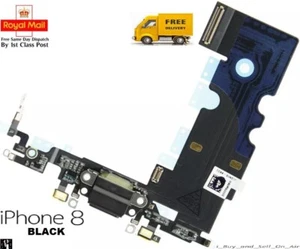 Black Replacement Charging Dock Port Flex Headphone jack Mic for iPhone 8 - Picture 1 of 2