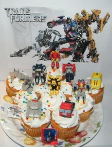 Transformers Cake Toppers  Set of 12 with 10 Figures / Vehicles, Tattoo and Ring - Picture 1 of 9