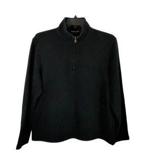 Michael Kors Womens Large Black Sweatshirt Pullover Quarter Zip Mock Neck EUC - Picture 1 of 7