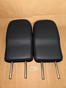 PAIR 2024 2025 Headrest Mitsubishi Outlander Rear Third 3rd Row BLACK LEATHER - Picture 1 of 4