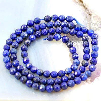 Gemstone Lapis Lazuli Faceted Round Spacer Bead 15" 3 4 6mm 8 10 12mm Wholesale - Image 1 of 4