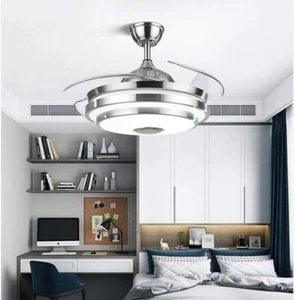 42" Silver Industrial Fan Light - Bluetooth Music & 5000CFM Remote Control - Picture 1 of 12
