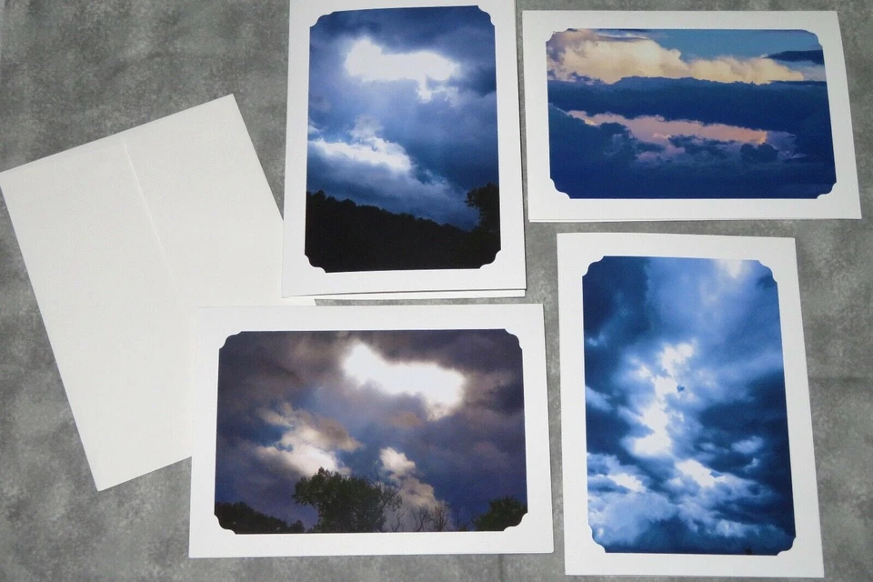 4 SYMPATHY Stormy Clouds Photo Greeting Cards, 5X7, Those we love poem - Image 1 of 4