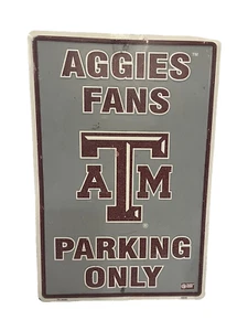 "TEXAS A&M AGGIE FANS ESTACIONAMIENTO SOLO LETRERO DE METAL HOMBRE CUEVA 16"" X 12" en relieve" - Imagen 1 de 4