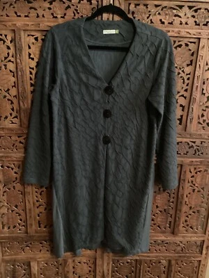 Cárdigan plumero tejido gris delantero CHALET 3 botones Top mezcla bambú texturizado talla S Foto 1 de 4