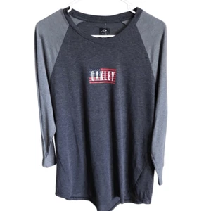 Oakley size men’s XL gray 3/4 sleeve t-shirt flag logo new with tags (B8) - Picture 1 of 7