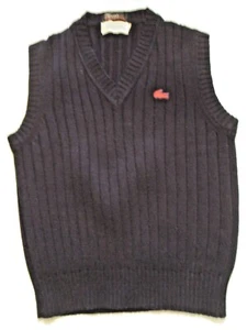 Vintage IZOD LACOSTE Red Croc Blue Knit Sleeveless Tennis/Golf Vest Boys Size 16 - Picture 1 of 4
