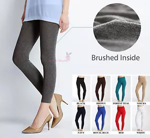 Damen einfarbig Winter dick warm Vlies gefüttert thermisch dehnbar Leggings Hose - Bild 1 von 14